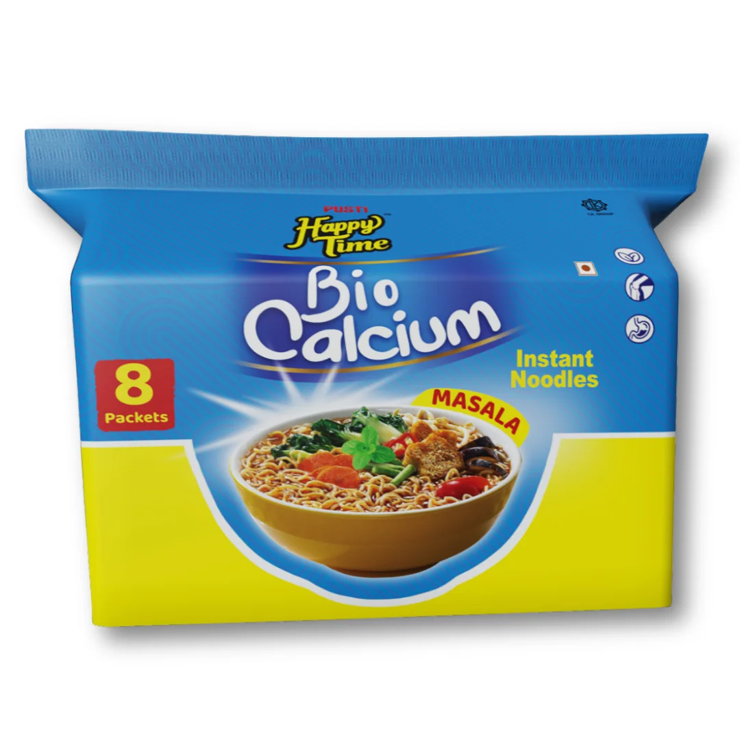 Pusti Happy Time Blo Calcium Instant Noodles(Masala) 8 pcs Pack