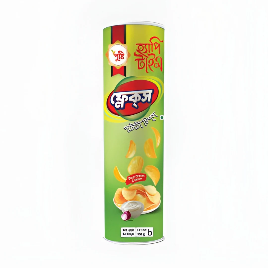 Pusti Happy Time Flakes Chips, Sour Cream & Onion-150gm
